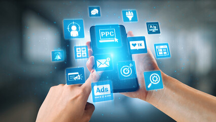 Concept of marketing online strategy using digital marketing, PPC campaigns, social media ads, and SEO analytics. Marketing online improves visibility, digital marketing drives engagement. Gist