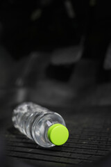 Drinking water in the car prepared for traveling