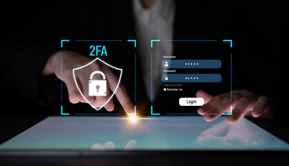 Two-factor authentication strengthens login system security. Adds protection, two-factor...