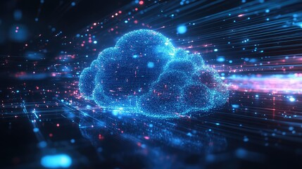Cloud data storage network computing concept rendering