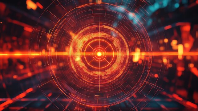 Digital target interface overlay displaying abstract cyber data