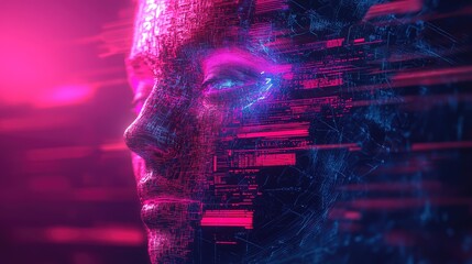 Artificial intelligence human face processing digital data