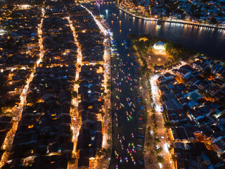 Hoi An Ancient Town's Luminous Lantern Festival from Above