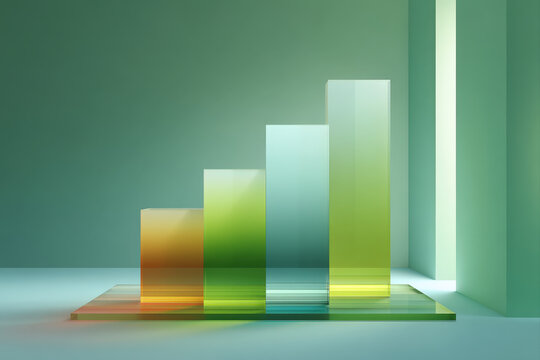 Frosted acrylic sheet on desk with green to slate gradient background