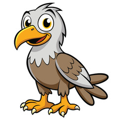 Adorable Eagle Cartoon on White Background, Bird Mascot Design