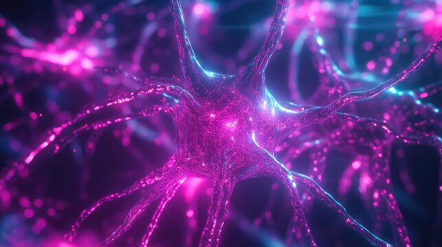Neuron network transmitting electric signals inside a brain
