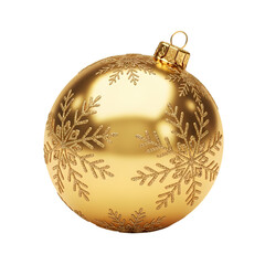 Elegant golden christmas ornament with snowflake design sphere on transparent background