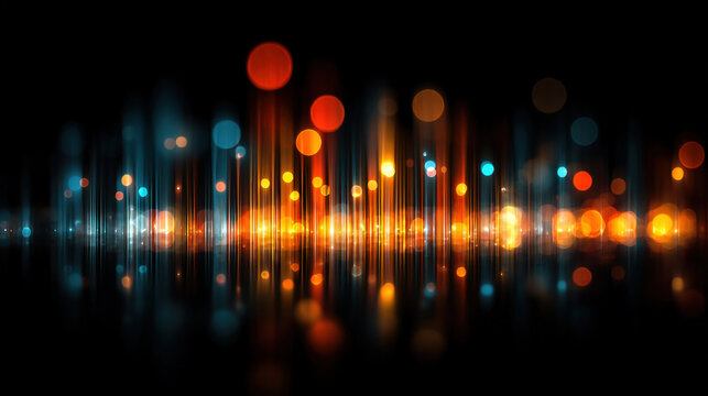 Abstract cyan and amber bokeh columns with clear center band and cinematic haze - Powered by Adobe