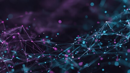 Digital network connecting data points in a futuristic abstract space