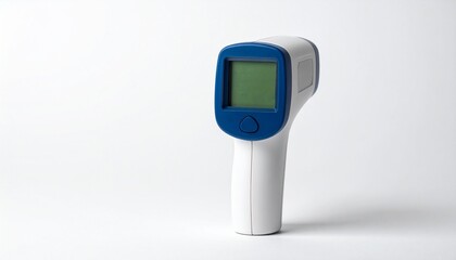 Digital Thermometer Gun for Health Monitoring on White Background in Studio Shot Promoting Medical Safety.