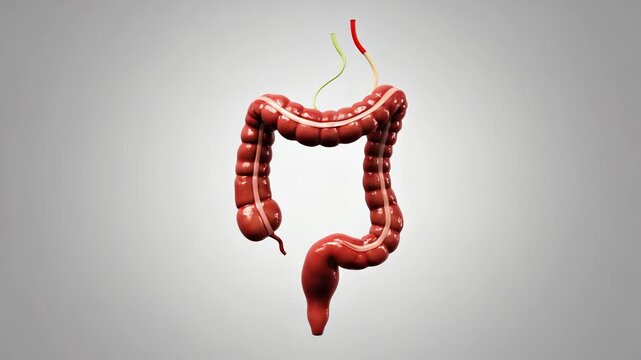 Detailed 3D Render of the Human Colon, Illustrating Anatomy and Physiology, Isolated on a Clean Background for Medical and Educational Purposes