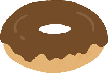 手描き風のチョコレートがかかったドーナツのイラスト