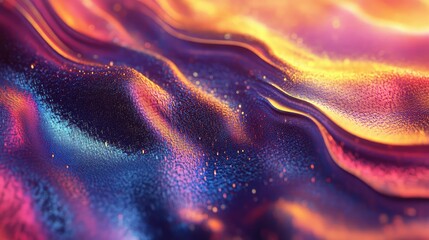 Abstract wavy iridescent surface with glittering particles