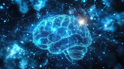 Human brain glowing with neural connections and synapses