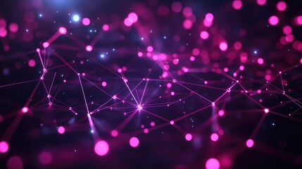Digital network connecting nodes with glowing lines and particles
