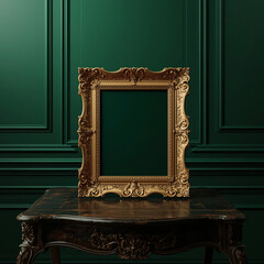 vintage photo frame mockup on wood background