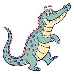 Cartoon Alligator Walking on a White Background Design