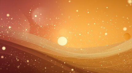 Abstract warm light flowing with glowing particles bokeh