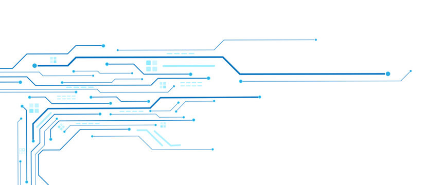 Technology Semiconductor on Blue Background. Technology background with crossed lines and dots.