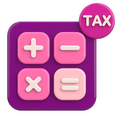 Obraz premium 3D Tax Icon Illustration with Calculator and Finance Elements.