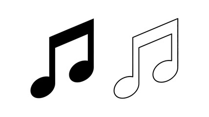 Isometric 3d musical note icon with solid fill and outline versions. music symbol for creative designs and apps.