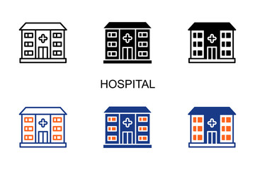 Hospital Icon Multi Style Vector Illustration