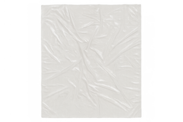 White wrinkled transparent plastic wrap overlay with crumpled texture for abstract background design
