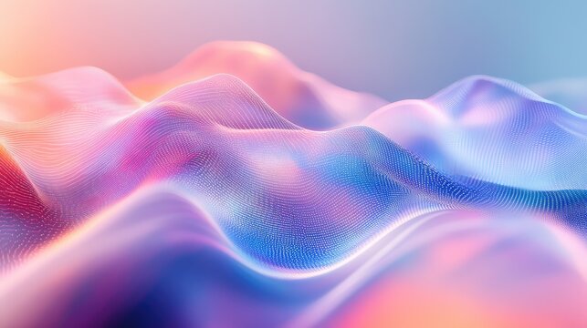 Abstract digital particle wave flowing over gradient surface
