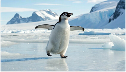 playful penguin in antarctica