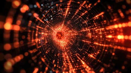 Hyper speed digital data streaming in futuristic tunnel