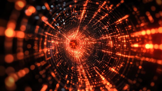 Hyper speed digital data streaming in futuristic tunnel - Powered by Adobe