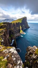 Coastal cliff face with blue ocean view