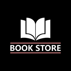 Book store logo icon isolated on black background