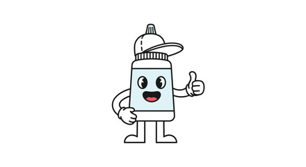 Fototapeta premium A happy water bottle character giving a thumbs up to promote hydration and healthy living.