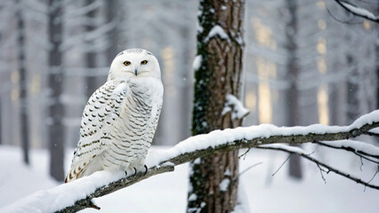 snowy owl in snow