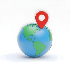 3D World Globe with Red Location Pin - Travel & Logistics Concept