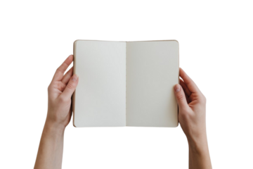 Elegant hands holding blank notepad mockup ready for your message, design or creative ideas now
