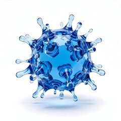A 3D-rendered image of an abstract, fluid-like shape resembling a blue sphere with protruding tendrils