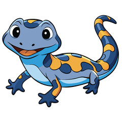 Cartoon Blue Spotted Salamander on White Background