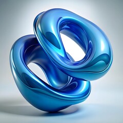 Translucent blue 3D abstract shape with a smooth, liquid-like texture and glossy finish