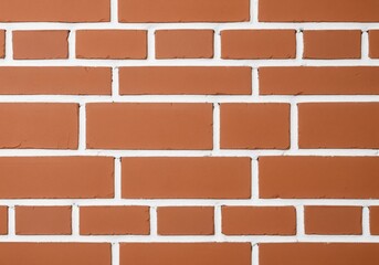 Obraz premium Pristine modern terracotta brick wall texture background with clean white grout.