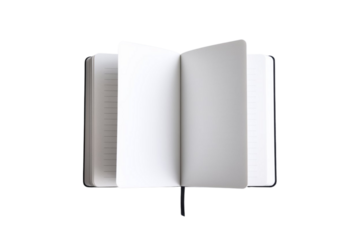 Open journal with blank pages invites creativity, ready for notes, ideas, and planning for goals