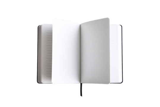 Open journal with blank pages invites creativity, ready for notes, ideas, and planning for goals