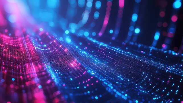 Digital data stream flowing network connections background