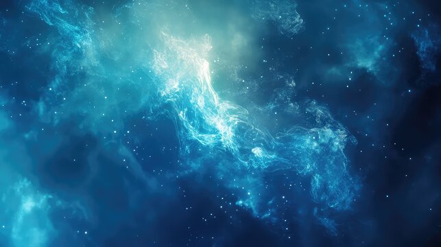 Blue nebula and stars spreading across cosmos
