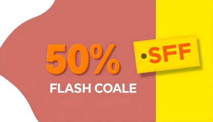 A promotional graphic featuring a 50% discount and a "SFF" tag on a colorful background.