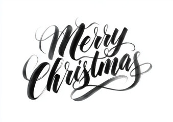 Naklejka premium Elegant Merry Christmas calligraphy text for festive greeting cards on clean white background – perfect holiday design for invitations and celebrations.