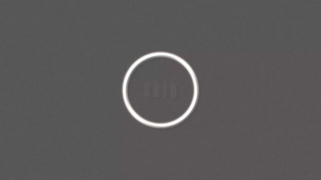 Skip button with animated glowing ring forming high-tech smooth motion and interactive animation effect. Animated Skip Button with Glowing Ring and Textured Background animation.