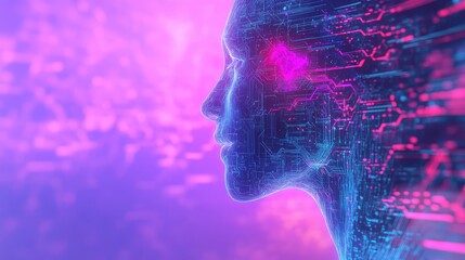 Artificial intelligence brain activity flowing data connection