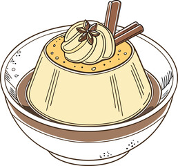 Illustration of creme caramel dessert isolated on